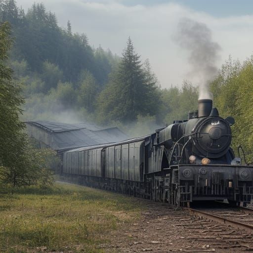 Hyperrealistic Witch Soaring Over Forest at Sunset