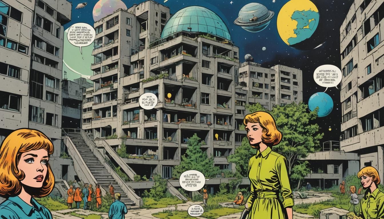 Retro Sci-Fi Comic Book Cover in Polish Style