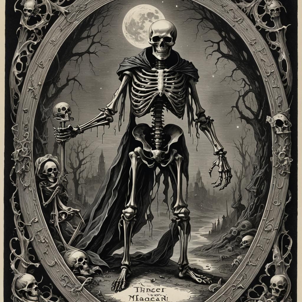 Skeleton as The Magician Tarot Card