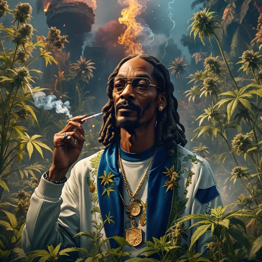 Snoop Dogg Smoking Weed: Detailed Matte Painting