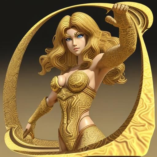 Golden Axe Game in Abstract Fractal Style