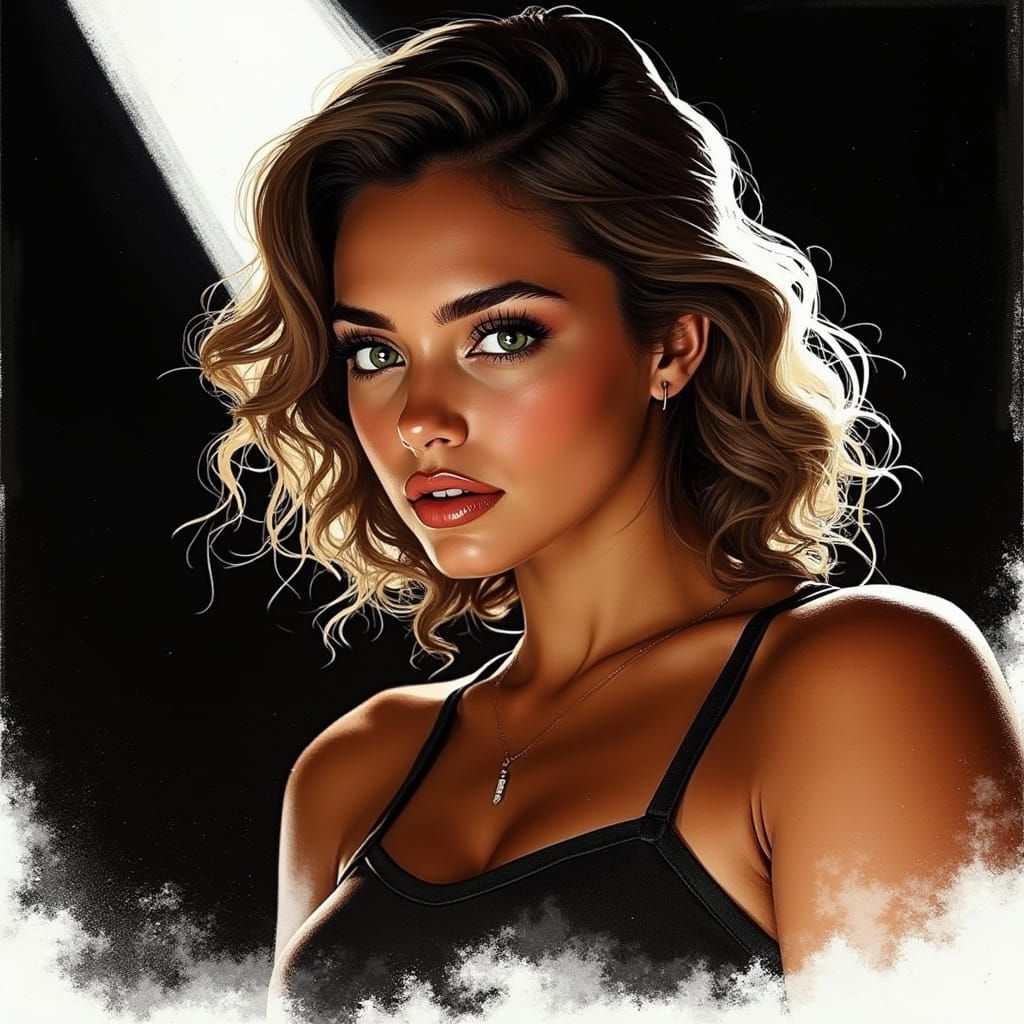 Elegant Young Woman in Film Noir Style