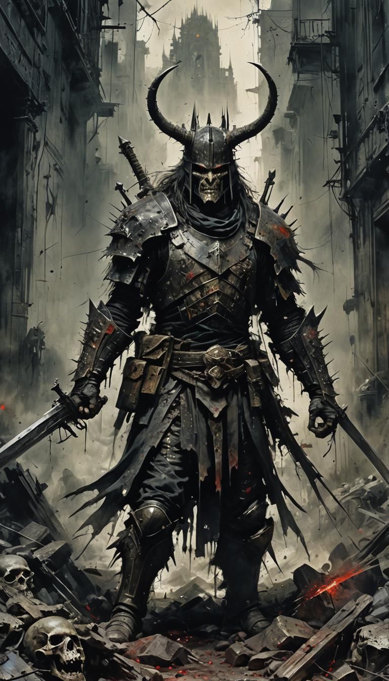 Dark Warlord Ready for Battle as Matte Painting