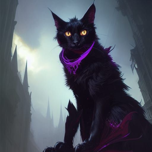Hyperdetailed Bat Cat in Dark Fantasy Style