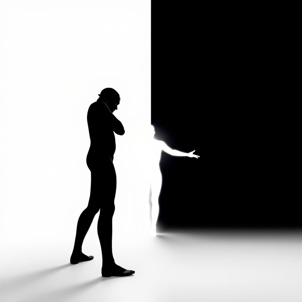 Struggle Between Light and Dark in a Dramatic, Escher-Inspir...