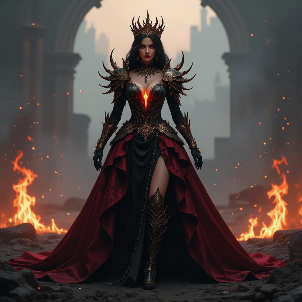 Fire Demon Queen in Giger-Stalenhag Style