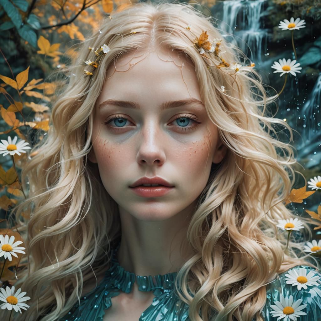 Surreal Woman Blends with Autumn Forest, Digital Art