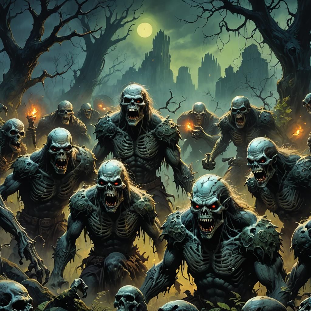 Undead Wights Screaming in Dark Fantasy Style