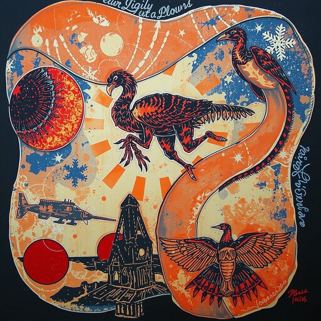 Abstract Etched Design in Monochrome