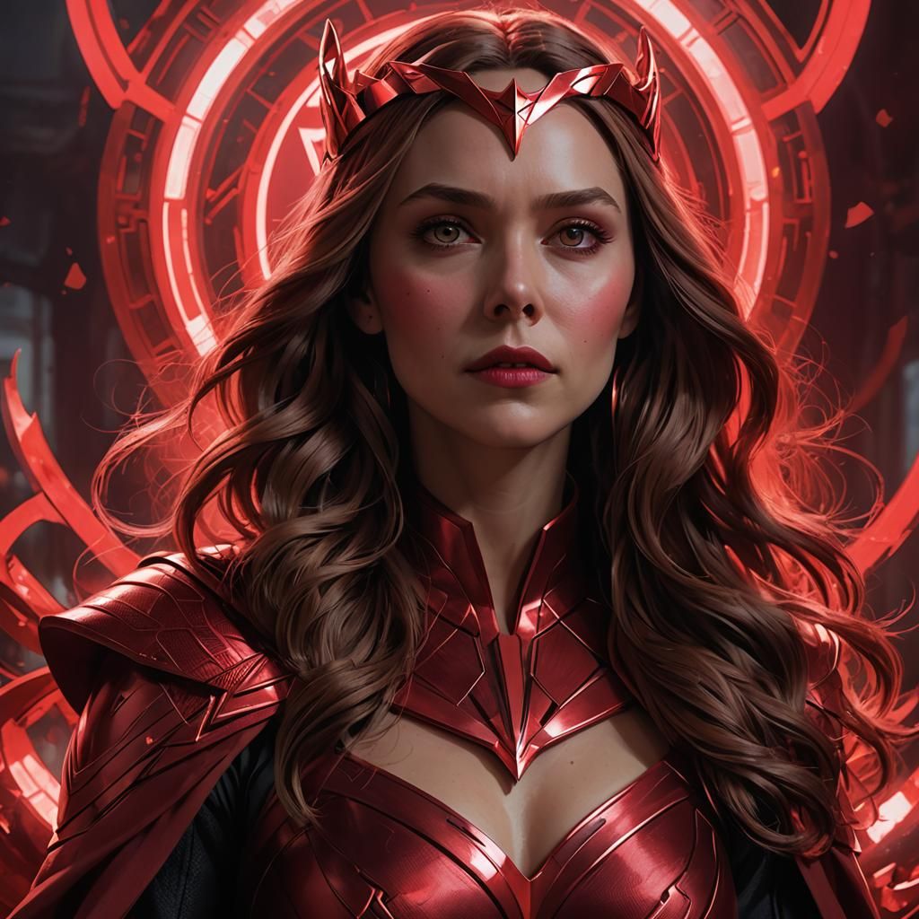 Scarlet Witch Portrait in Art Nouveau Style