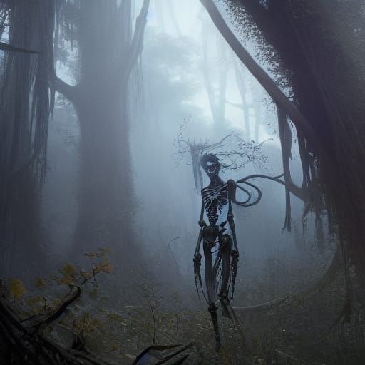 Skeleton Witch in Lianas: Dark Fantasy Art