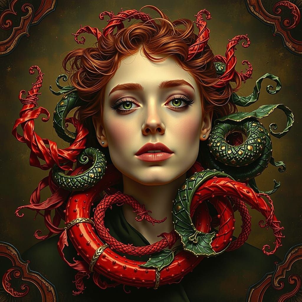 Abstract Swirling Red Forms in Dynamic Motion