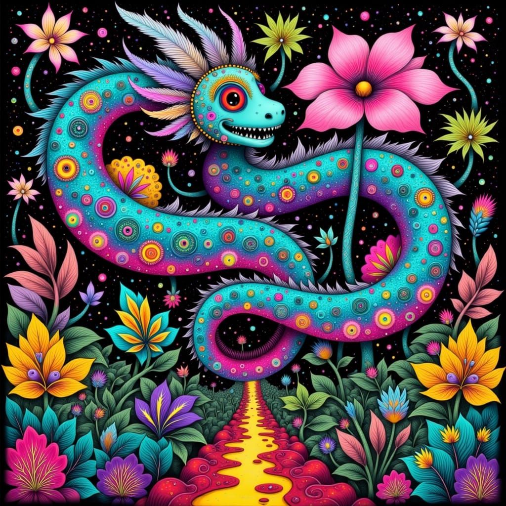 Majestic Dragon Aumakua in Vibrant Tropical Landscape