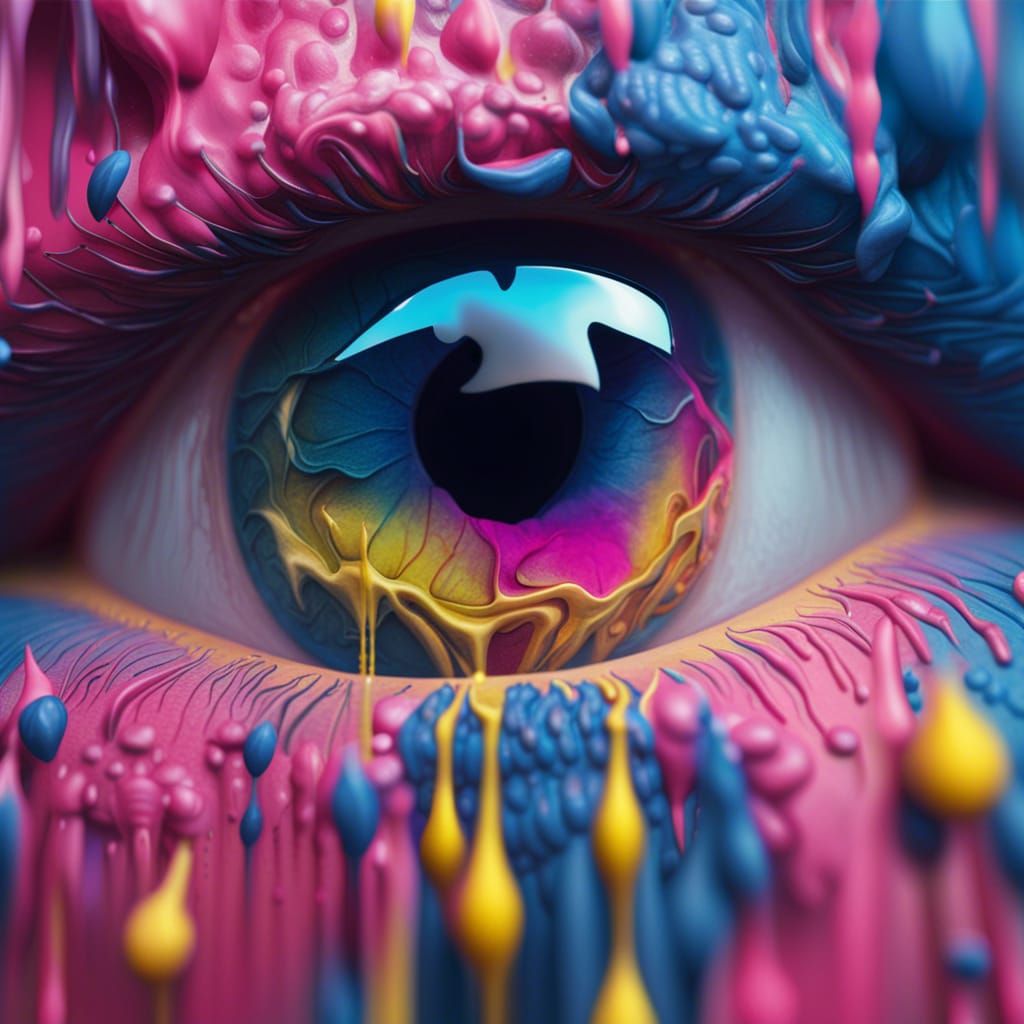 Eye Crying Colorful Tears: Detailed Matte Painting
