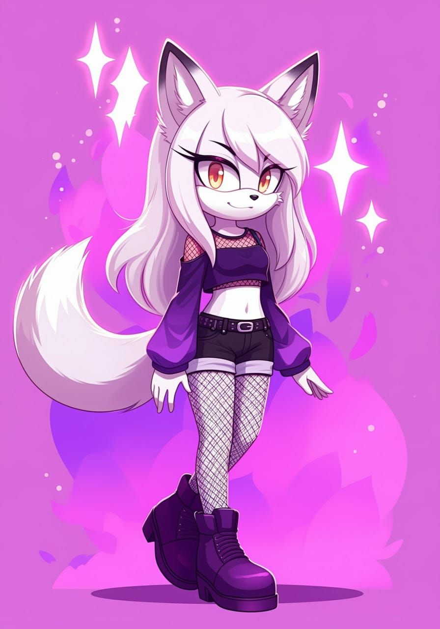 Sonic-Inspired Anime Fox Girl with Vibrant Colors and Expres...