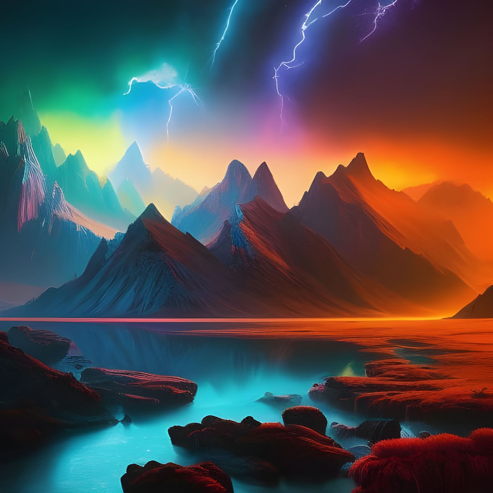 Aetheric Storm: Polychromatic Fury in Aetherpunk Style