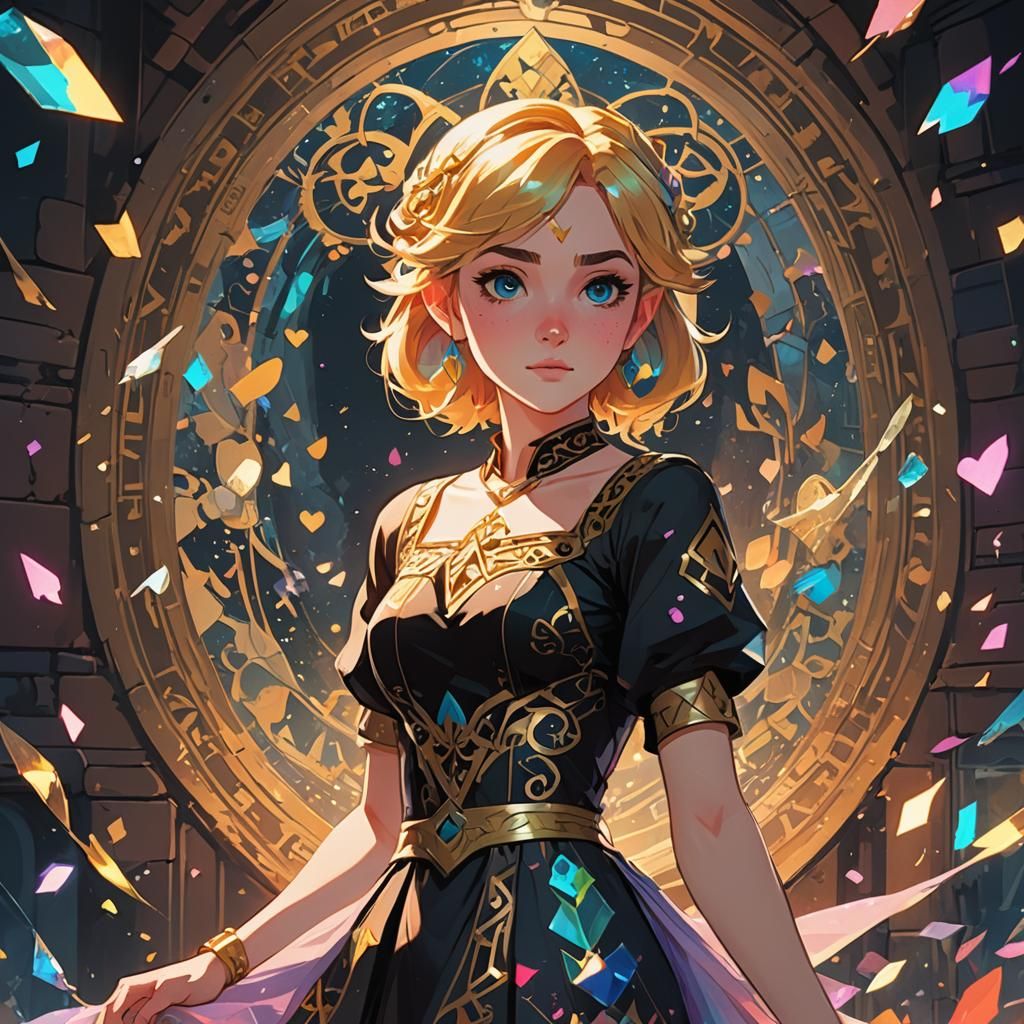 Elegant Girl in Dungeon Interior, Breath of the Wild Style