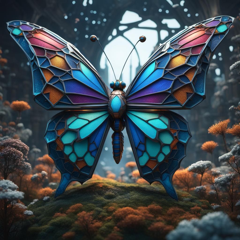 Fantastical Geodesic Butterfly Concept Art