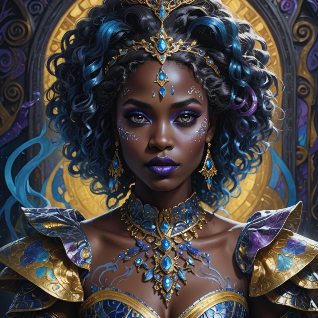 Fantasy Portrait of Woman with Blue Makeup