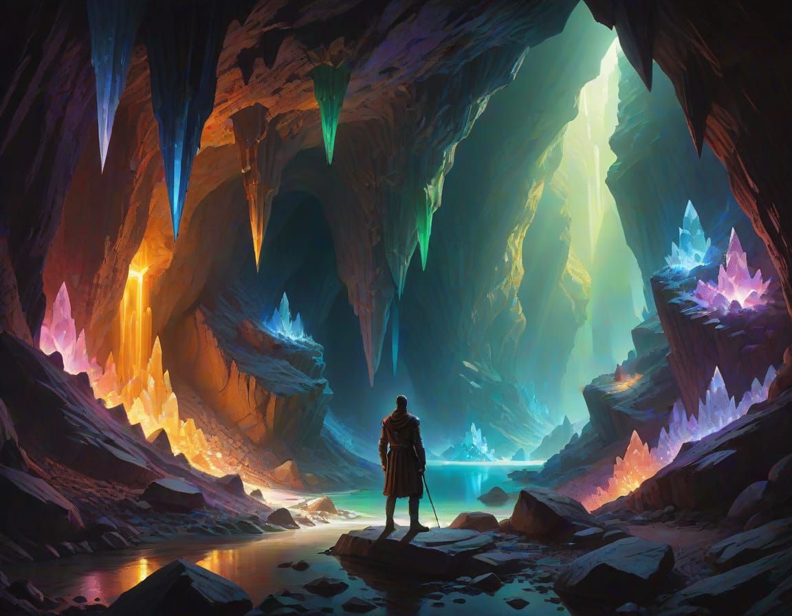 Enchanted Crystal Cave, Fantasy Art