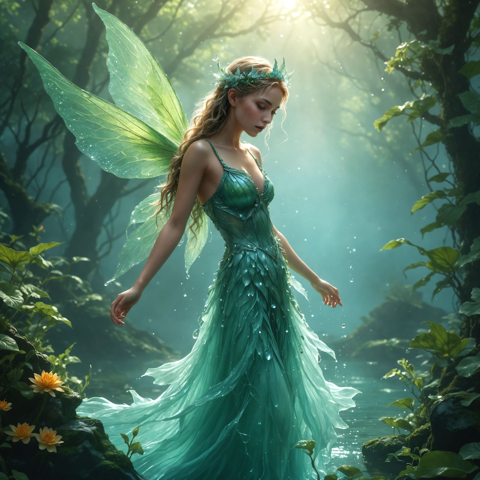 Mystical Water Fairy in Dreamlike Style
