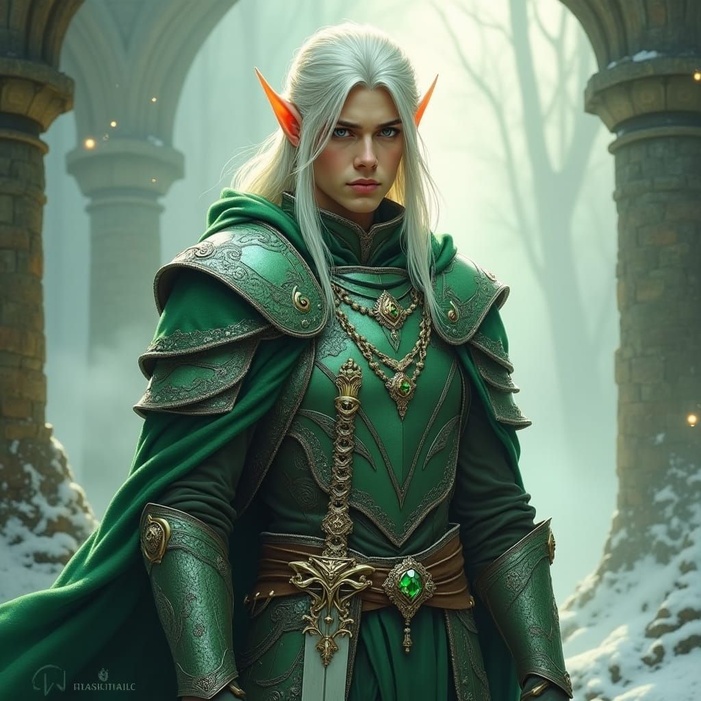 Regal Elf Warrior in Ethereal Armor
