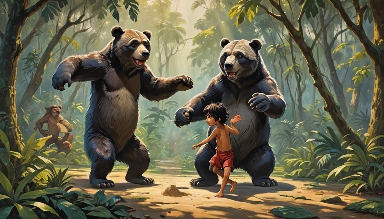 Baloo The Bear and Mowgli Dancing' (King Louie's Spy Monkey ...