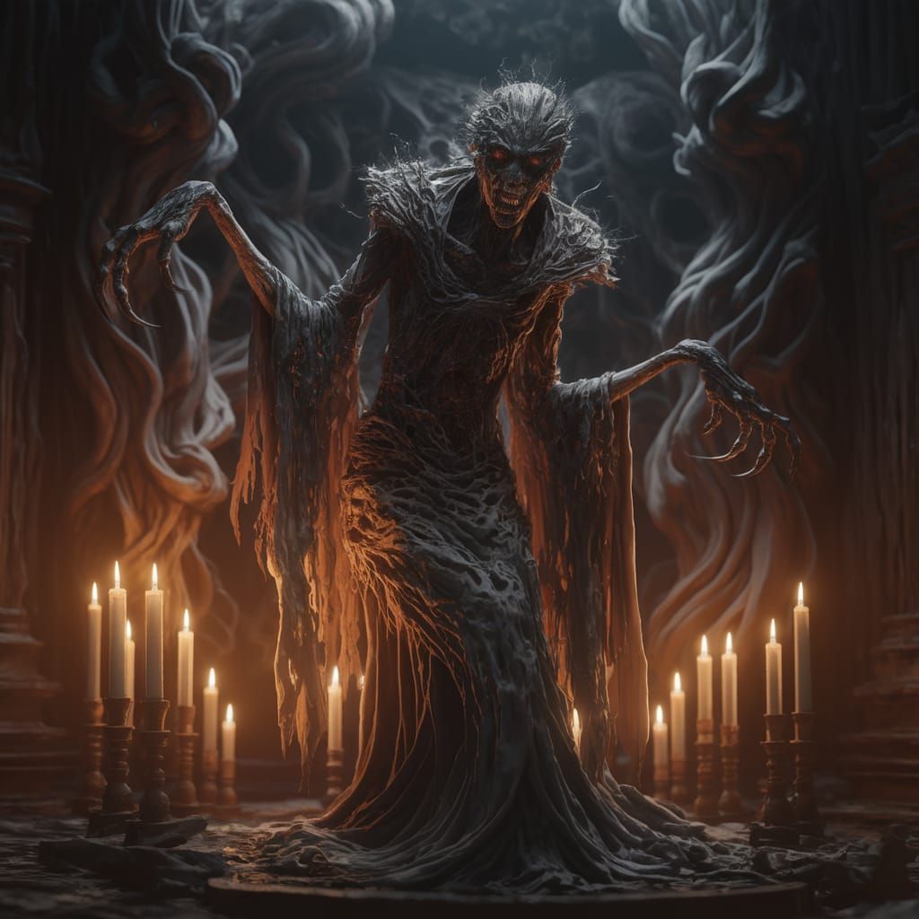 In a hauntingly beautiful 3D render inspired by M.W. Kaluta,...