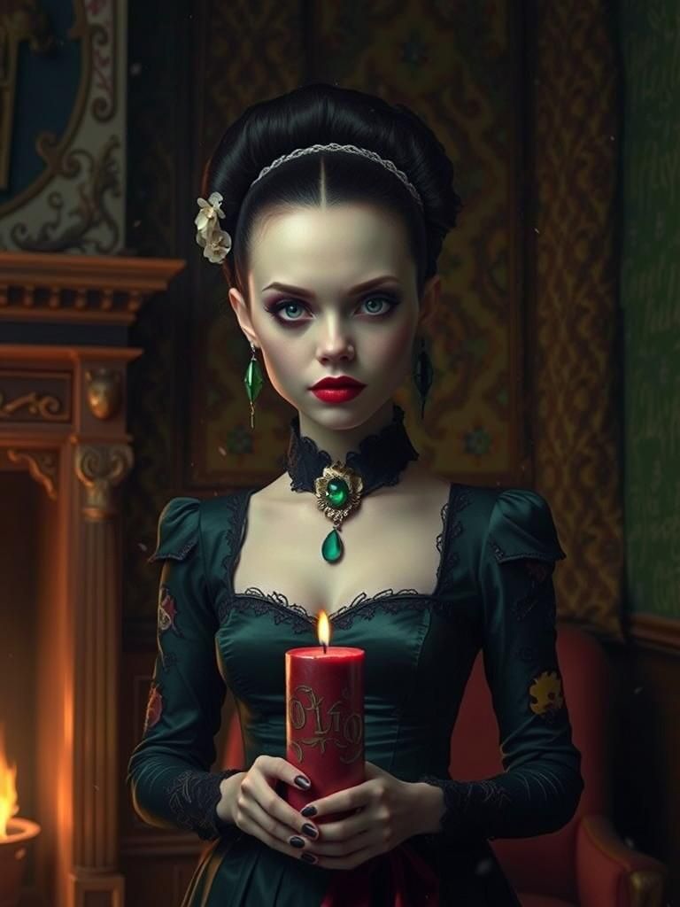 Tattooed Vampire in Surrealist Pop Art Style