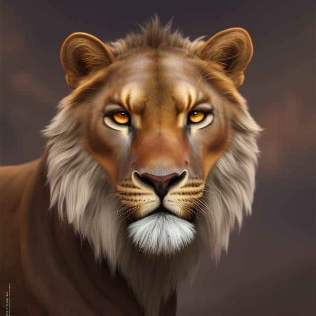 Majestic Lion Portrait in Detailed Digital Painting