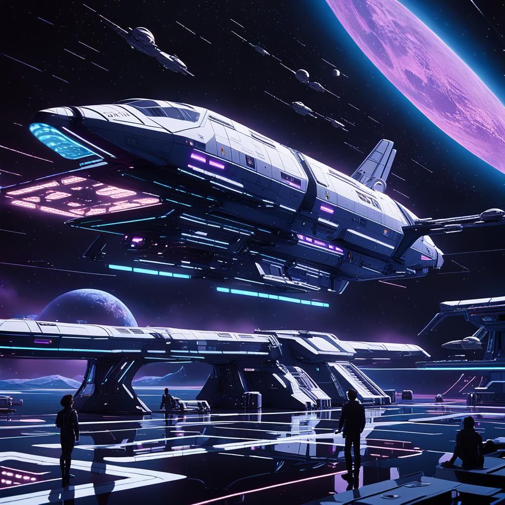 Pegasus Docks at Black Space Station in Sci-Fi Style