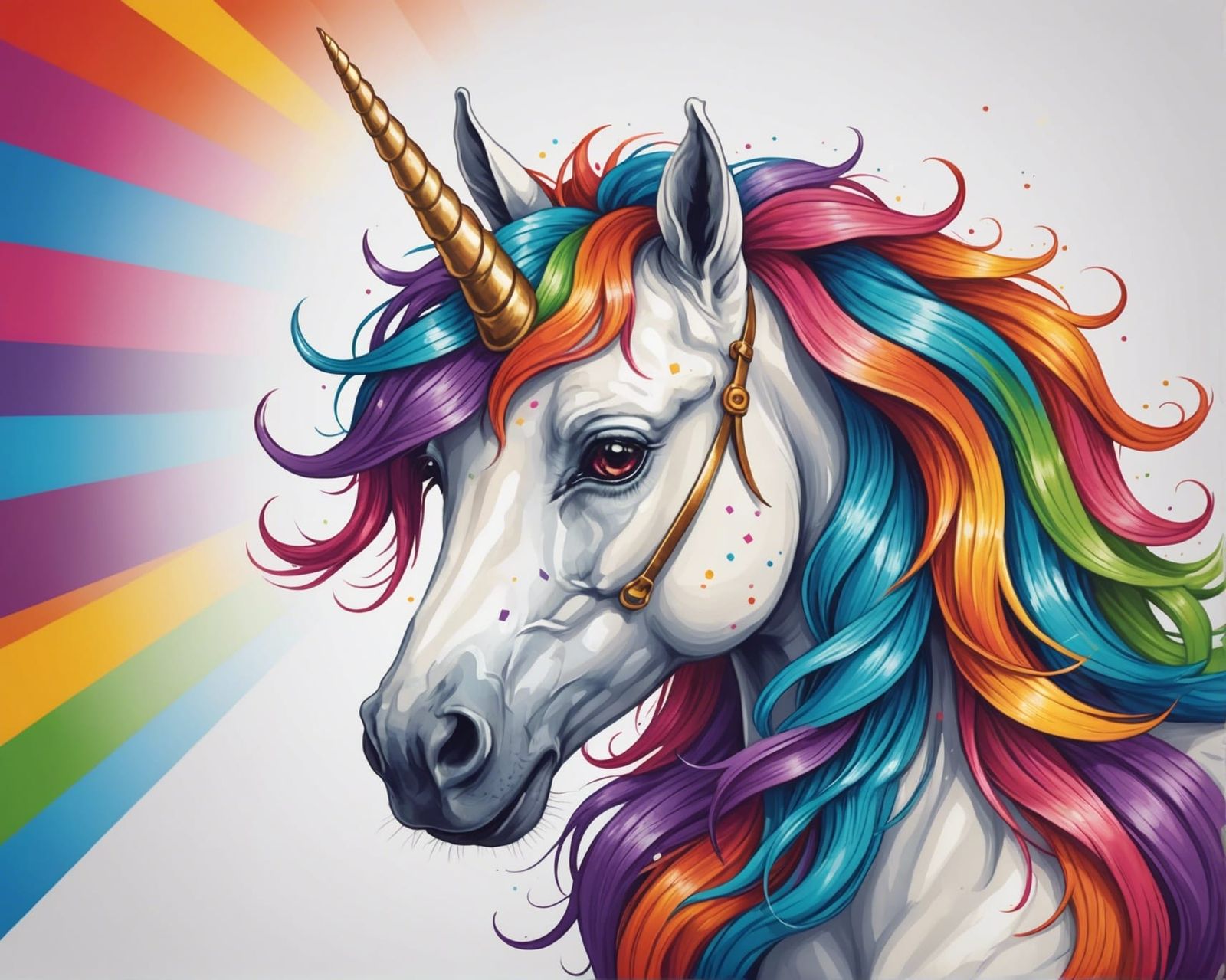 Magical Unicorn with Vibrant Rainbow Mane