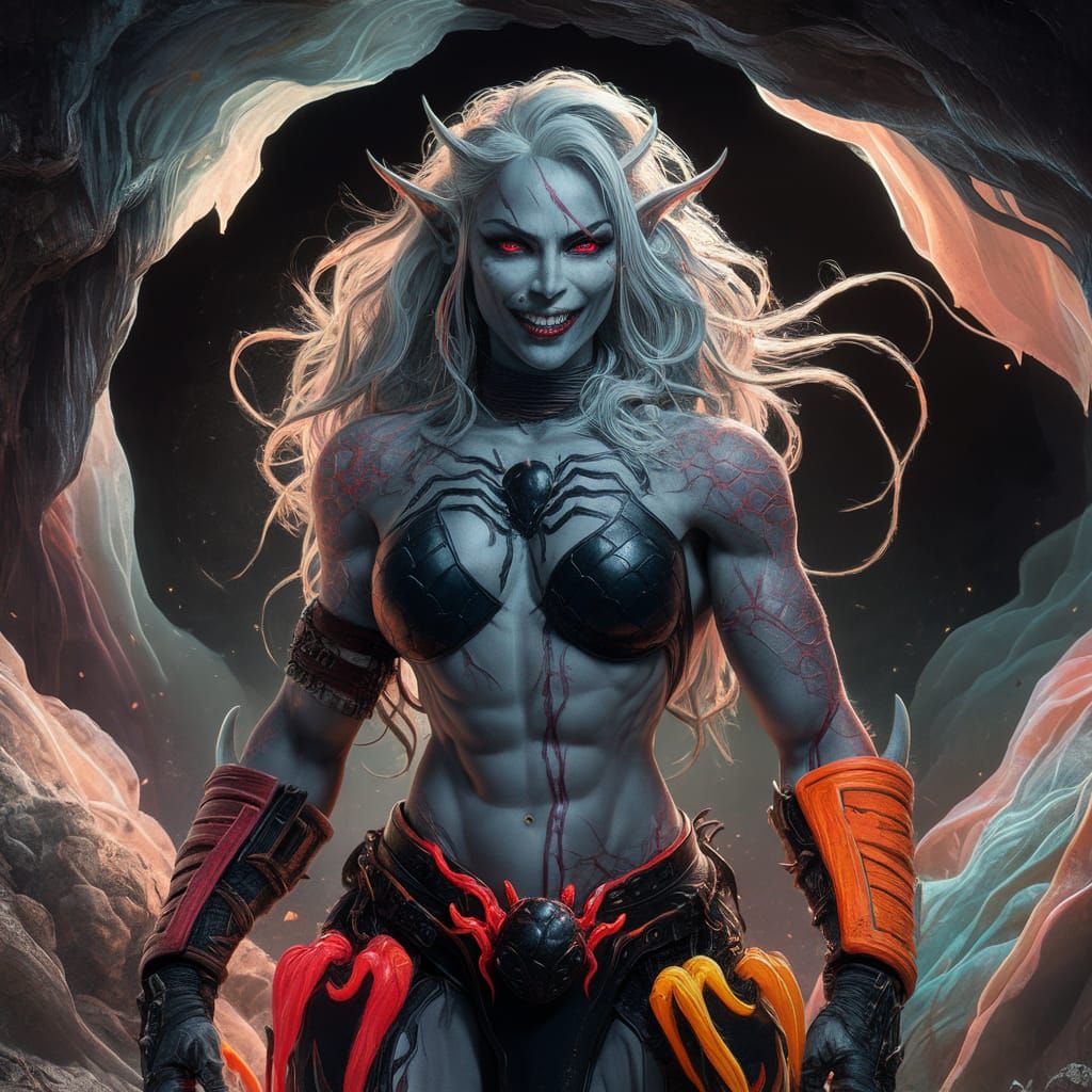 Female Drow Warrior Fantasy Splash Art
