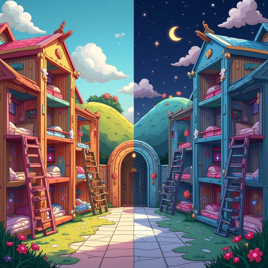 Whimsical Bunk Bed Nooks in Vibrant Daycare Playground