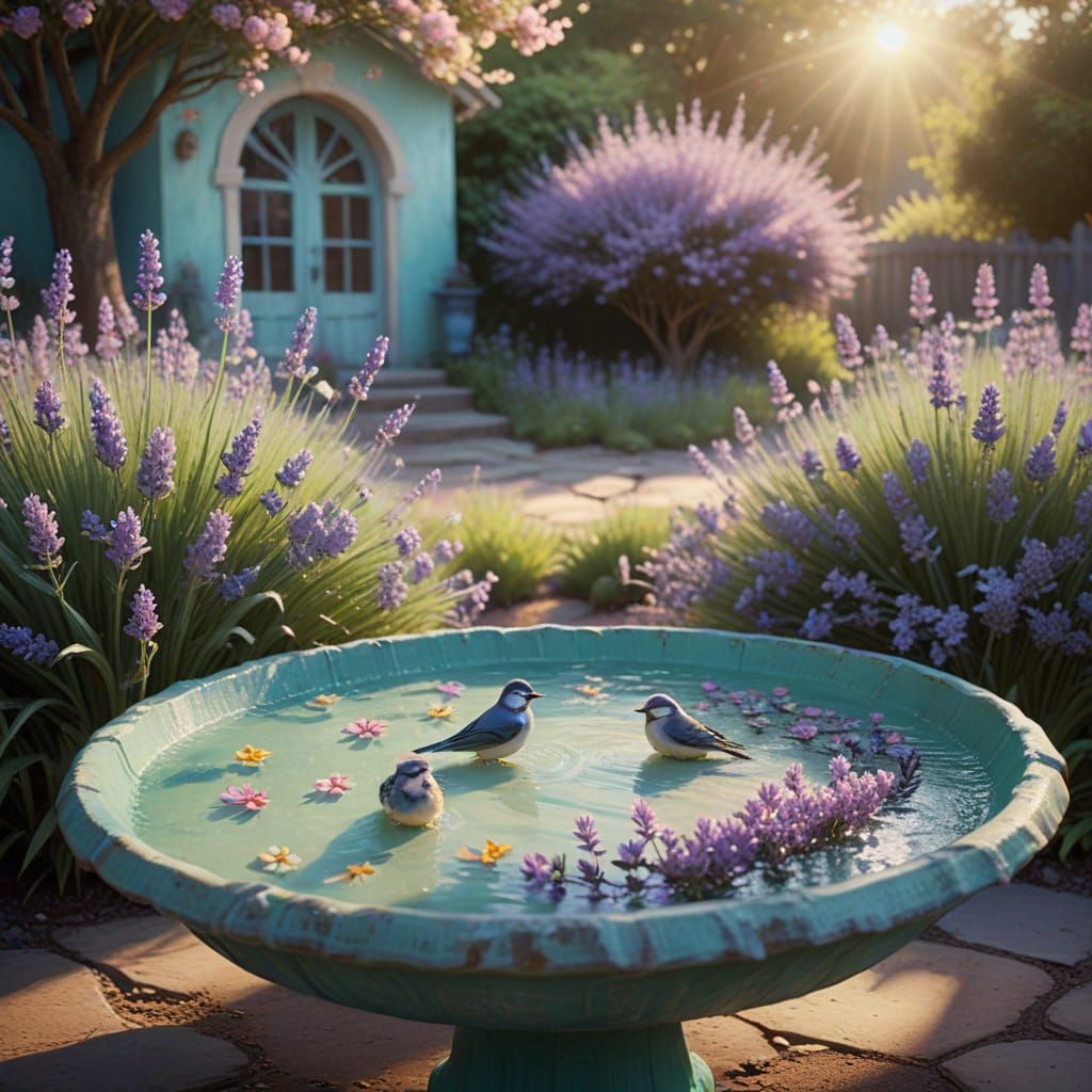 Whimsical Birds in a Turquoise Oasis