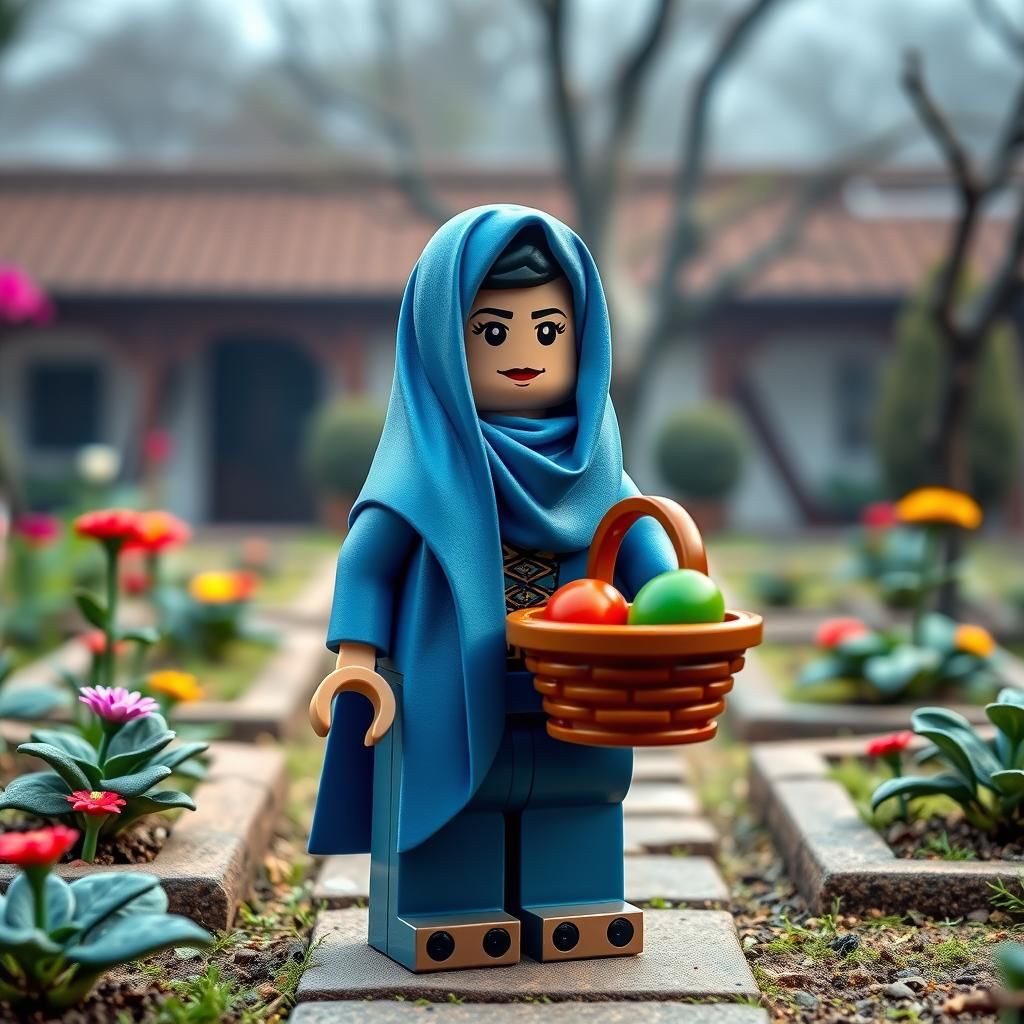 Afghan Woman Minifigure in Traditional Garden