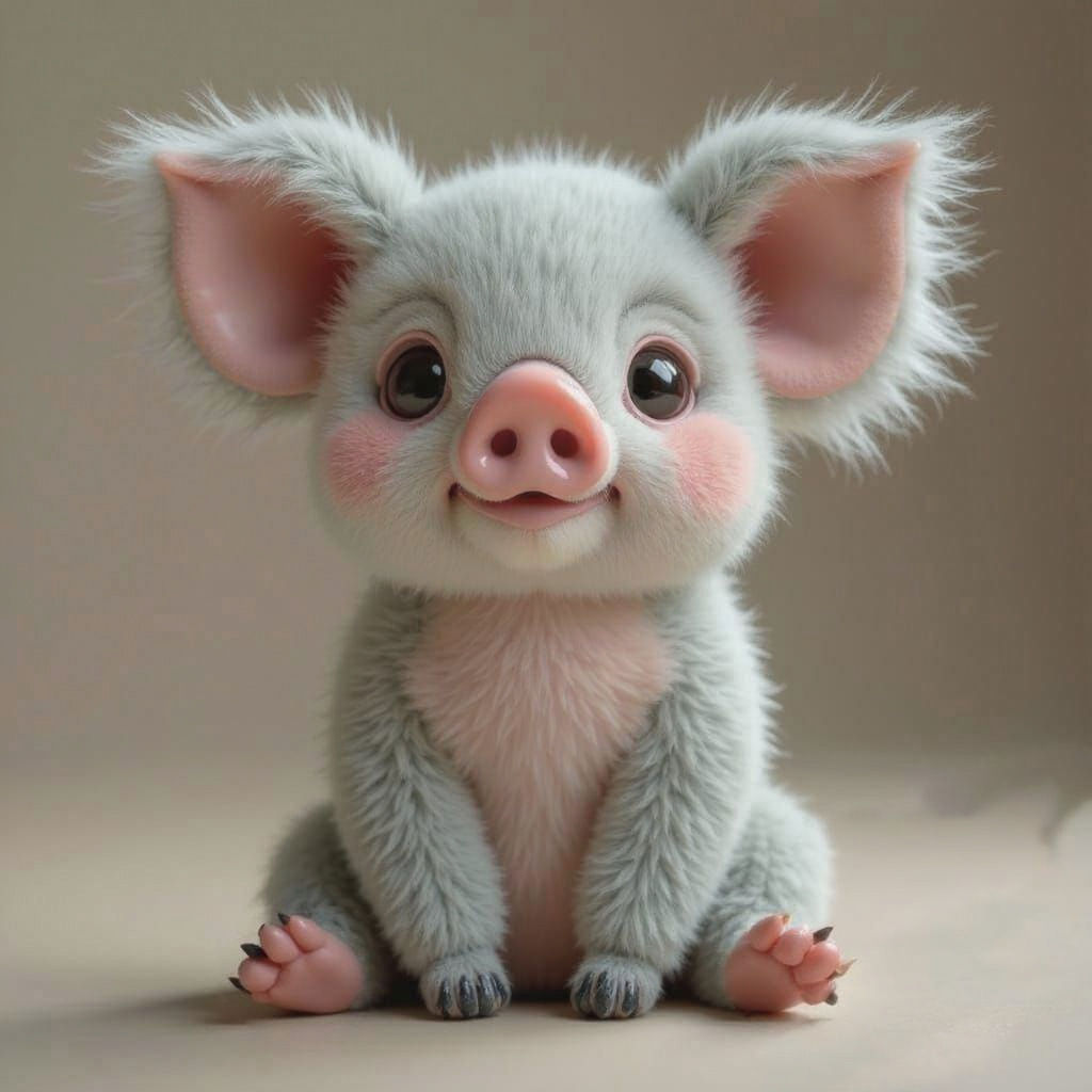 Surreal Koala Pig in a Rustic Setting