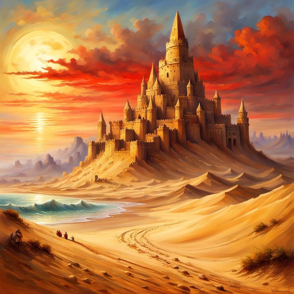 Medieval Sandcastle in Egyptian Desert, Romantic Naturalism