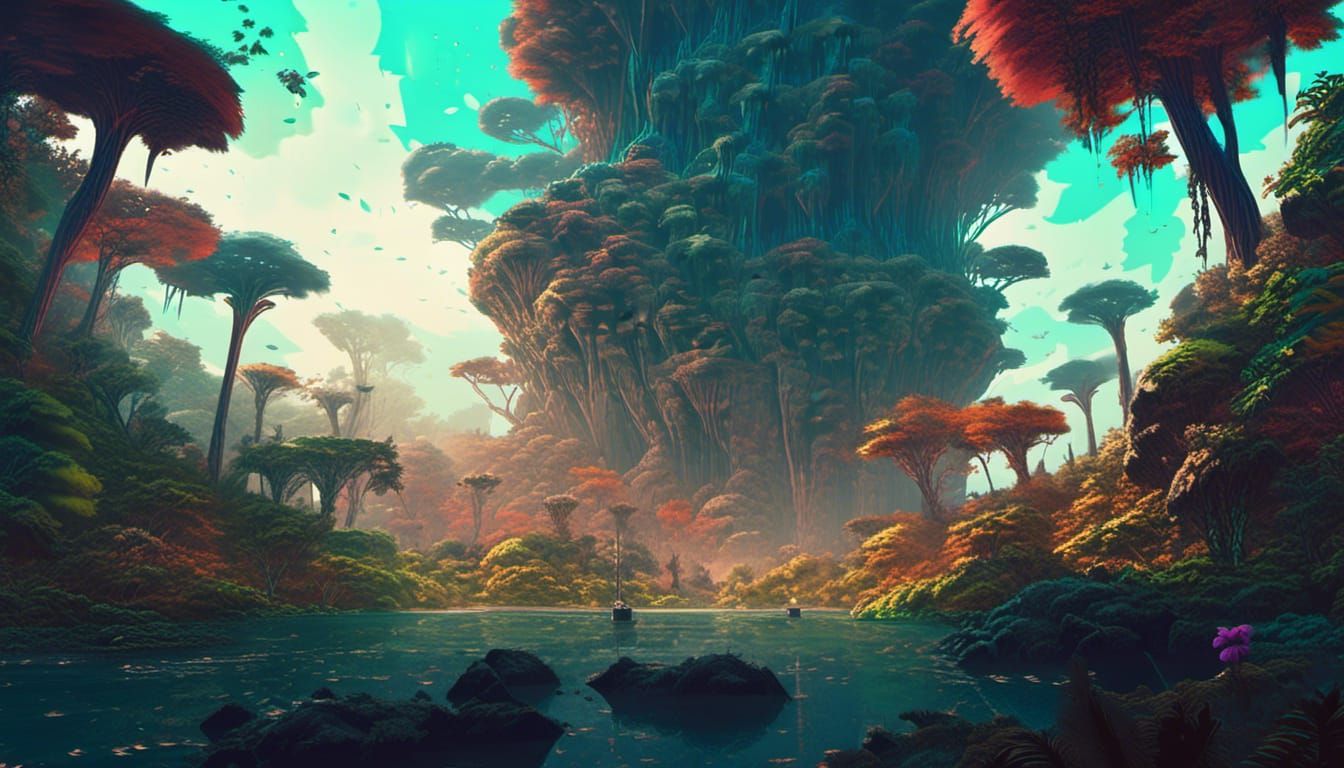 Cosmic Jungle Scene with Parallax Effect