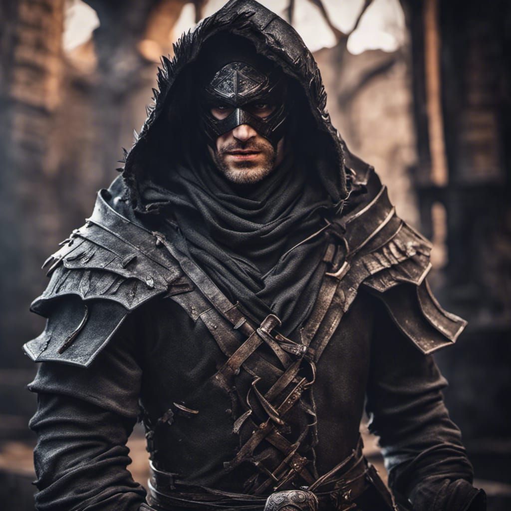 Dark Armored Raven Rogue in D&D Tavern