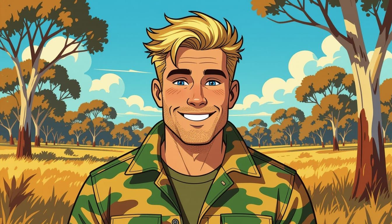 Smiling Australian Man in Bushland Landscape