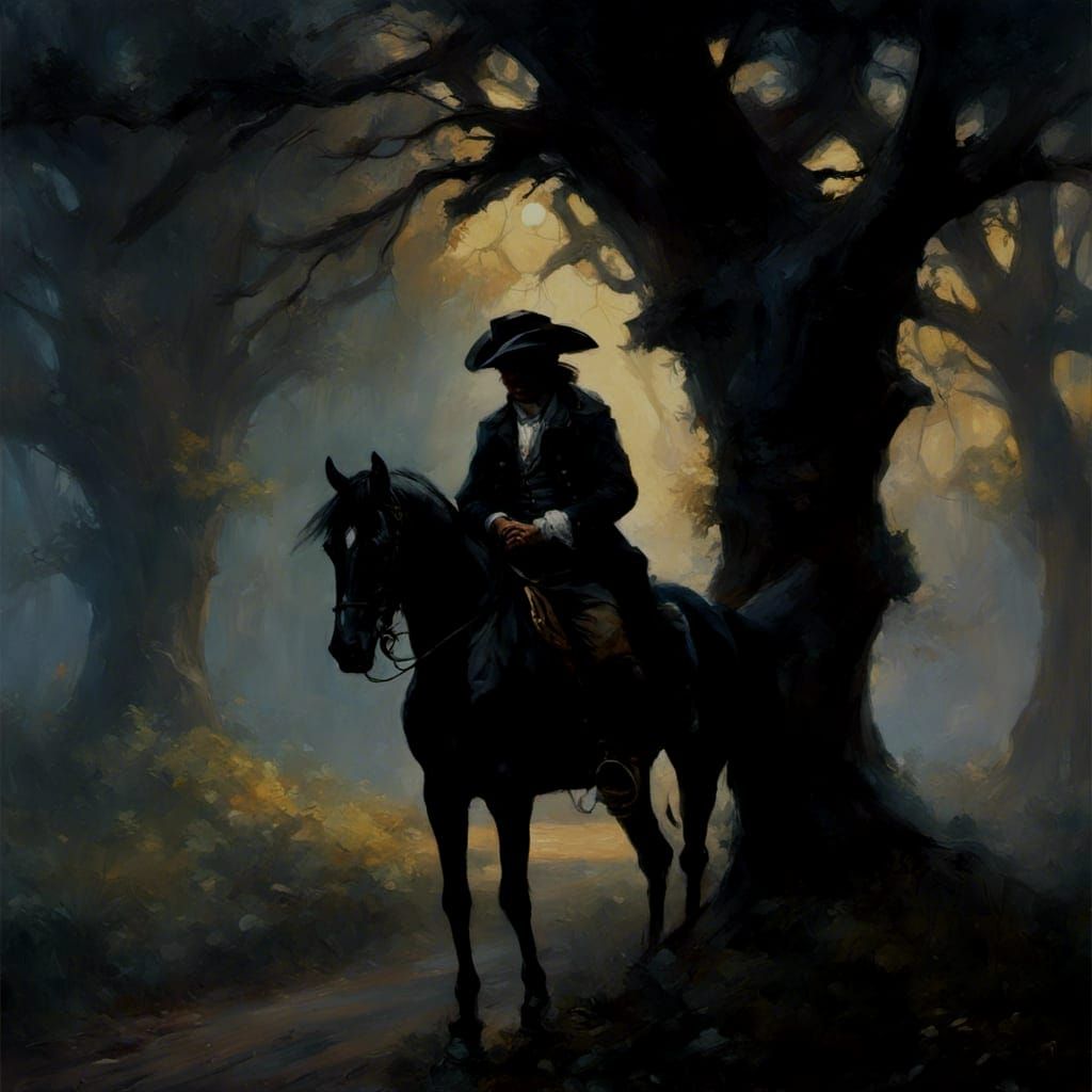 Highwayman on Horseback in Moonlight: Hyperrealistic Art