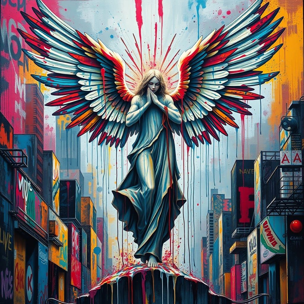 Angel in Urban Graffiti Art Style