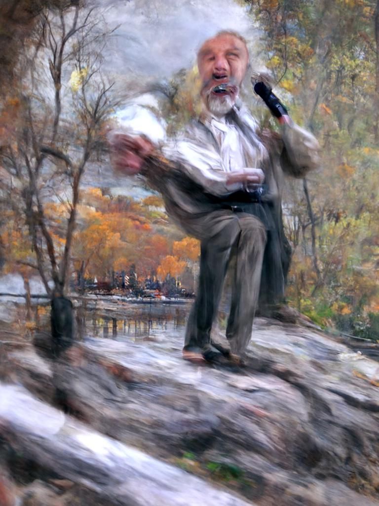 Old Russian Man Sings Whitney Houston: Photorealistic Art