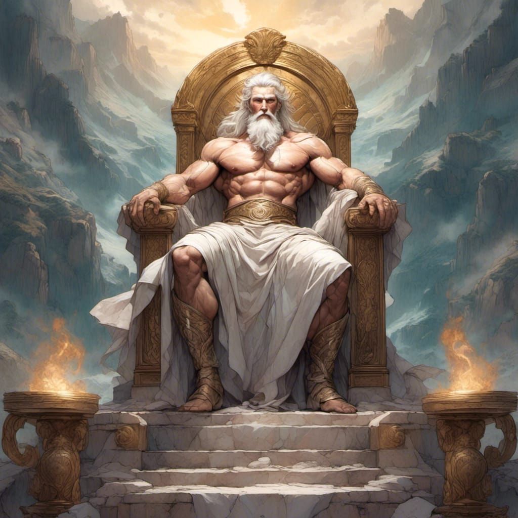 Zeus, Greek God of Thunder on Mount Olympus