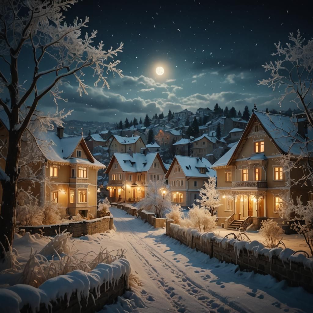 Bulgarian Revival Houses in Winter's Golden Light