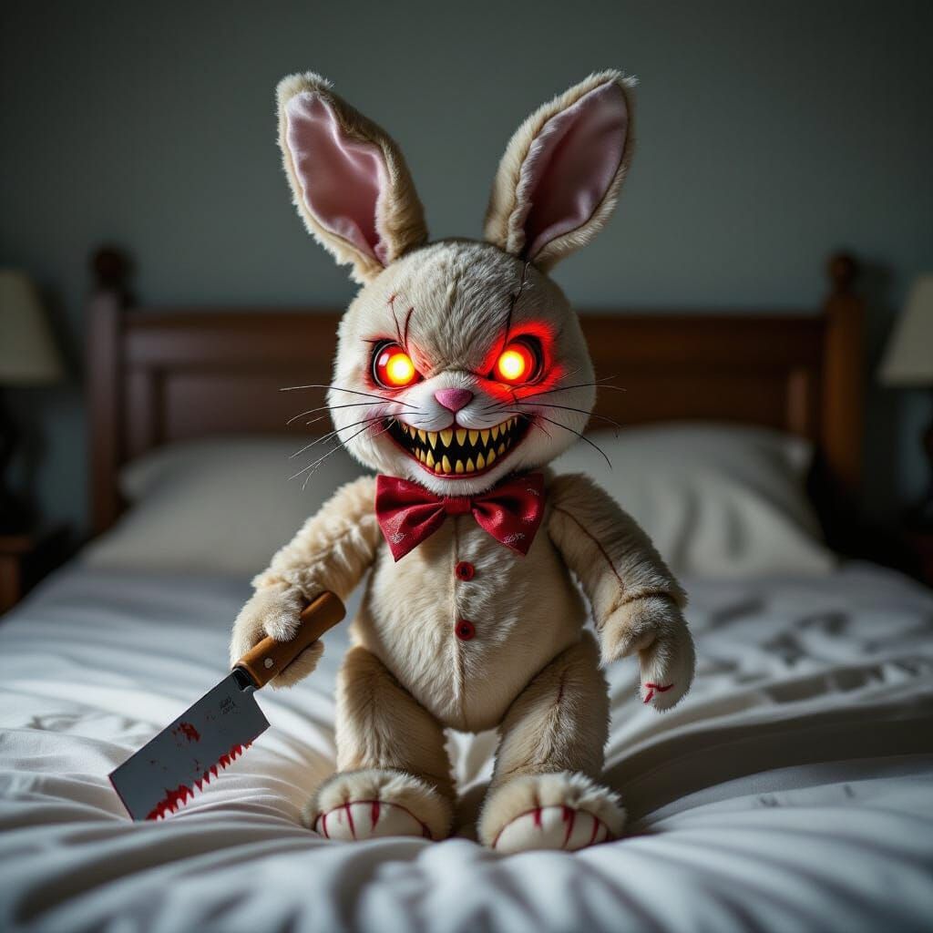 Terrifying Possessed Bunny with Meat Cleaver