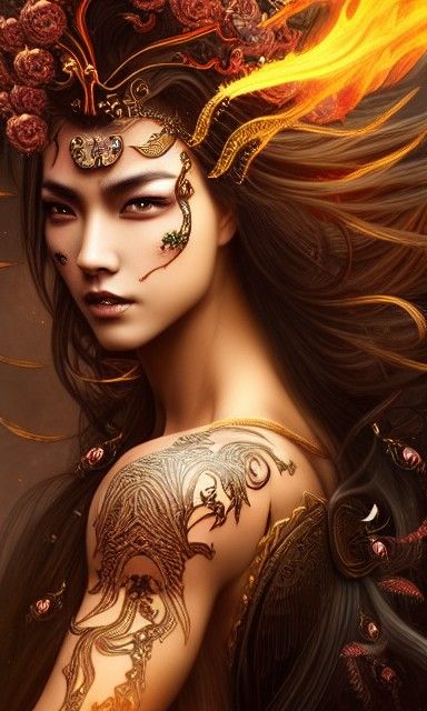 Sensual Fire Elemental in Arabesque Armor