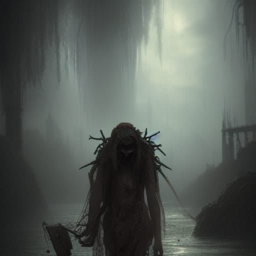 Horror Zombie Drinking in Post-Apocalyptic Style