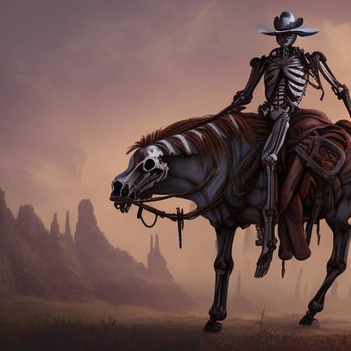 Fantastical Cowboy Skeleton Hybrid Concept Art